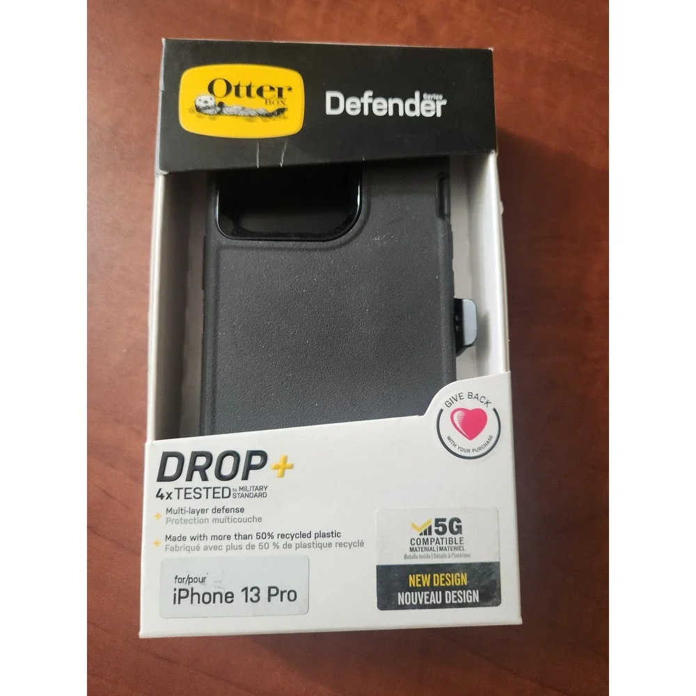 New OtterBox Defender Series iPhone 13 Pro Case Black Rugged Cover with Holster
